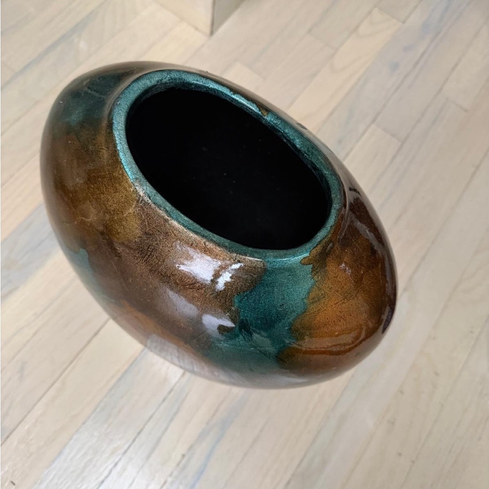 Pier 1 Teal and Black Decorative Glass Vase